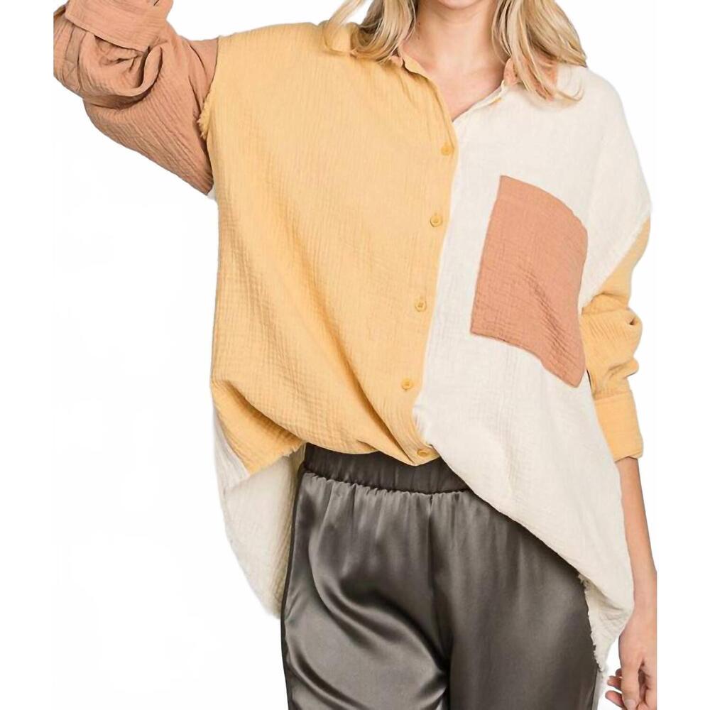 NEW GEEGEE daffodil button front shirt in mustard combo
